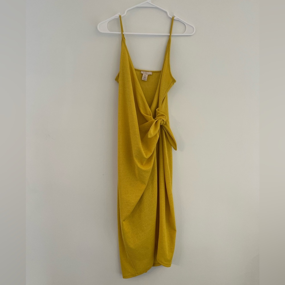 H&M Yellow Wrap Dress, Size XS